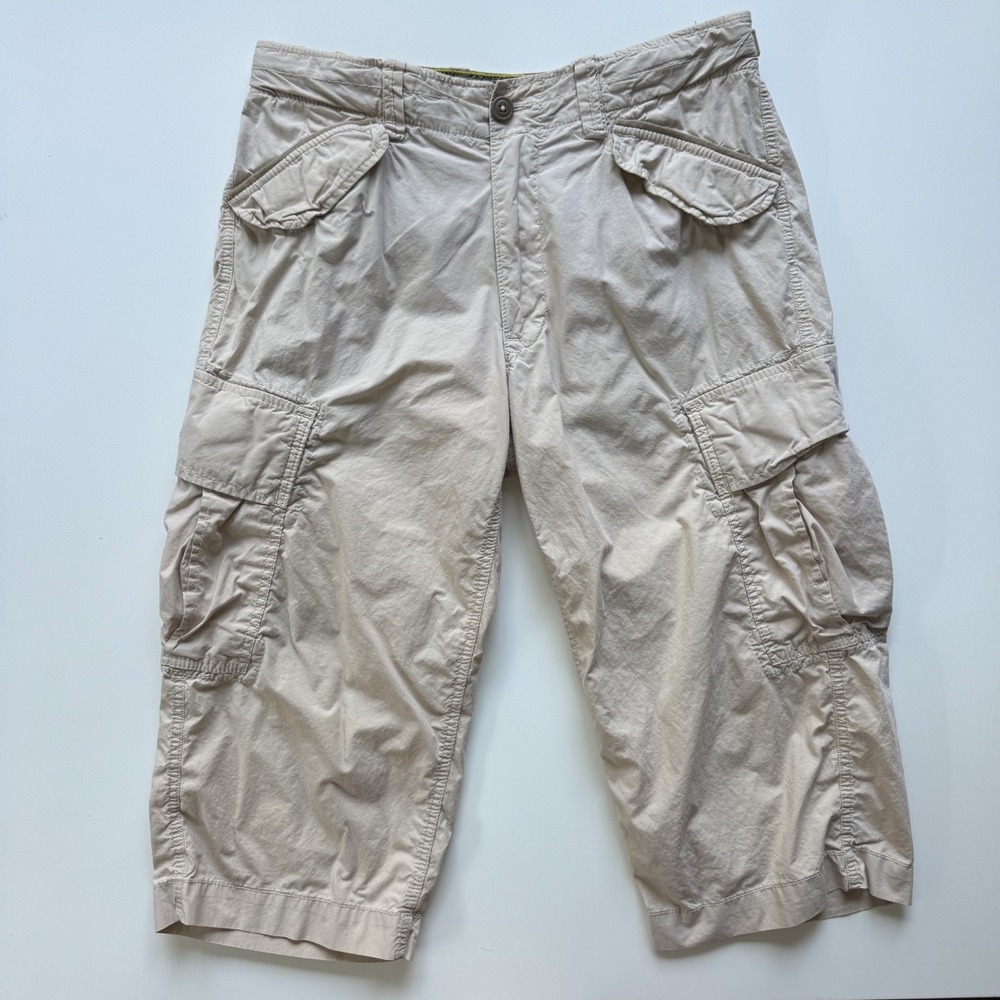 Vintage‎ Y2K GAP Cropped 20" Cargo Pants Mens Medium 32-34 Khaki Baggy Utility